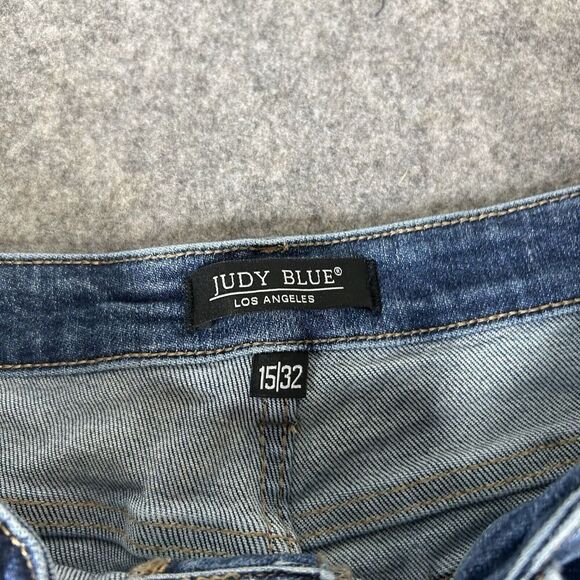 Judy Blue Jeans Womens 15/32 Straight Leg Distressed Medium Wash Denim Stretch - Picture 5 of 10